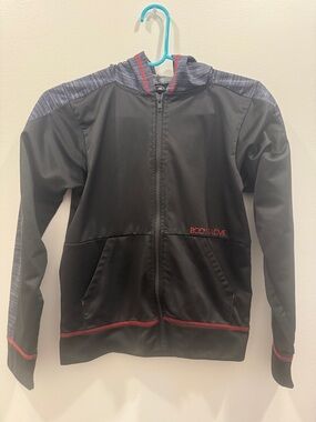 Body Glove Black Hoodie with Gray Panels and Red Stitching